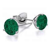 Round Brilliant 3.50 ct Emerald Stud Earrings Round Brilliant 3.50 ct Emerald Stud Earrings