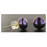 14kt Gold 8 mm Peacock Black  Pearl Earrings 14kt Gold 8 mm Peacock Black  Pearl Earrings