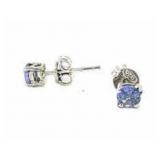 Round Brilliant 1/2 ct Natural Tanzanite Earrings Round Brilliant 1/2 ct Natural Tanzanite Earrings