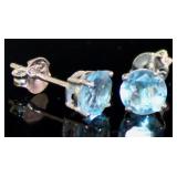 Natural 2.00 ct Aqua Blue Quartz Stud Earrings Natural 2.00 ct Aqua Blue Quartz Stud Earrings