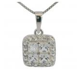 Brilliant 2.25 ct White Sapphire- Diamond Necklace Brilliant 2.25 ct White Sapphire- Diamond Necklace