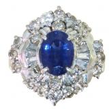 Platinum Natural 3.30 ct Sapphire & Diamond Ring Platinum Natural 3.30 ct Sapphire & Diamond Ring