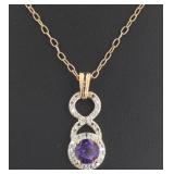 Genuine African Amethyst & Diamond Pendant Genuine African Amethyst & Diamond Pendant