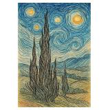 Starry Cypress Sketch  LTD EDT Studio Van Gogh