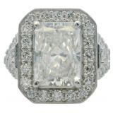 14kt Gold 6.78 ct Radiant Cut VS Lab Diamond Ring