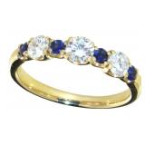 18kt Gold 3/5 ct Natural Diamond & Sapphire Band