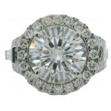 14kt Gold 6.71 ct Round Cut Lab Diamond Ring