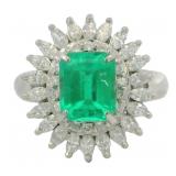 Platinum 2.80ct Natural Emerald & VS Diamond Ring