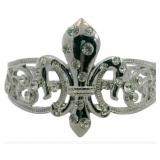 Fleur De Lis Rhinestone Bangle Bracelet
