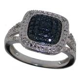 Cushion Cut Blue Diamond Accented Ring