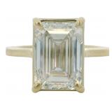 14kt Gold Emerald Cut 4.95 ct VS Lab Diamond Ring