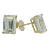 14k Gold 4.00 ct Emerald Cut Lab Diamond Earrings