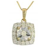10kt Gold Cushion Cut 1/3 ct Diamond Necklace
