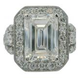 14kt Gold 6.75 ct Emerald Cut VS Lab Diamond Ring