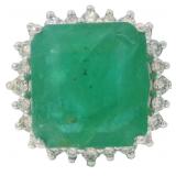 14k Gold 8.63 ct GIA  Emerald & Diamond Ring