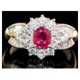 Platinum 1.59 ct Natural Ruby & VS Diamond Ring