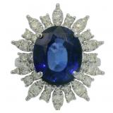 14kt Gold 8.16 ct Oval Sapphire & Diamond Ring