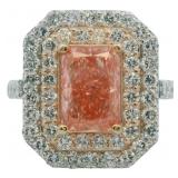 Radiant Cut 4.26 ct Vivid Pink VS Lab Diamond Ring