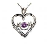 Pink & White Sapphire Dancing Heart Necklace