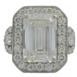 14kt Gold 8.66 ct Emerald Cut VS Lab Diamond Ring