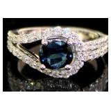 Natural 2.21 ct Oval Sapphire & Lab Diamond Ring
