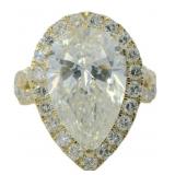 14kt Gold 6.31 ct Pear Cut Lab Diamond Ring