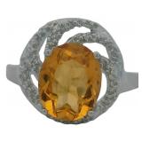 Oval 4.22 ct Natural Citrine & Diamond Ring