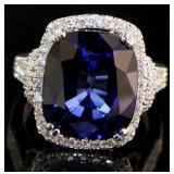 14kt Gold 13.25 ct Sapphire & Diamond Ring