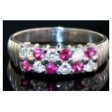 Platinum Natural Ruby & Diamond Ring