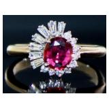 Platinum Natural Ruby & VVS Diamond Ring