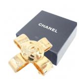 Chanel Coco Mark & Cross Ribbon Brooch
