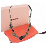 Miu Miu Navy Blue Crystal Collet Necklace