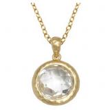 Hammered Bezel Set Crystal Fashion Pendant