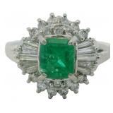 Platinum 1.29 ct Natural Emerald & VS Diamond Ring