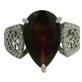 18kt Gold 5.41 ct Natural Garnet & Diamond Ring