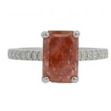 14k Gold 3.79 ct Pink Radiant VS Lab Diamond Ring