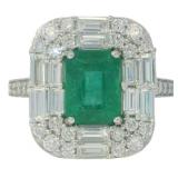 14k Gold 3.18 ct Natural Emerald & Diamond Ring