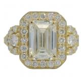 14kt Gold 4.64 ct Emerald Cut Lab Diamond Ring