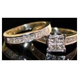 14kt Gold 1.75 ct Natural VS Diamond Bridal Set