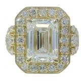 14kt Gold 5.55 ct Emerald Cut Lab Diamond Ring