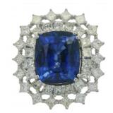 14kt Gold 14.23 ct Sapphire & Diamond Ring