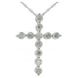 14kt Gold 1/2 ct Lab Diamond Cross Necklace