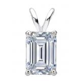 14kt Gold 2.20 ct Emerald Cut Lab Diamond Pendant