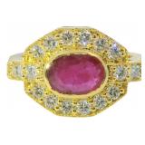 Oval 2.70 ct Natural Ruby & Diamond Ring