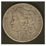 1884 Philadelphia Mint Morgan Silver Dollar Coin