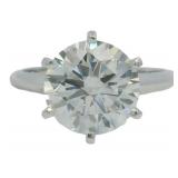 14kt Gold 3.88 ct Round Lab Diamond Solitaire Ring