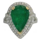 18k Gold 5.11 ct Natural Emerald & Diamond Ring