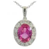 Oval 2.50 ct Pink Sapphire & Diamond Necklace