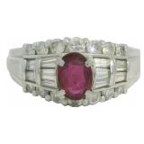 Platinum 1.44 ct Natural Ruby & Diamond Ring