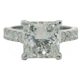 14kt Gold 4.05 ct Princess Cut VS Lab Diamond Ring